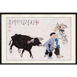 尚得堂 手绘国画 古典人物画 95×65cm 水墨画挂画现代中式客厅沙发背景装饰墙画