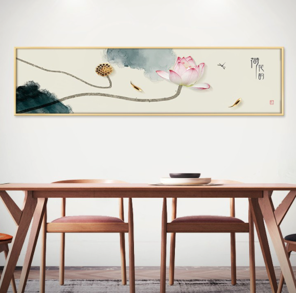 尚得堂 马力《戏荷》150×40cm 新中式花鸟画 水墨画手绘