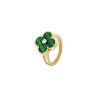 Van Cleef & Arpels 梵克雅宝 Alhambra Vintage Alhambra系列 VCARO3QM00 女士18K黄金孔雀石钻石戒指
