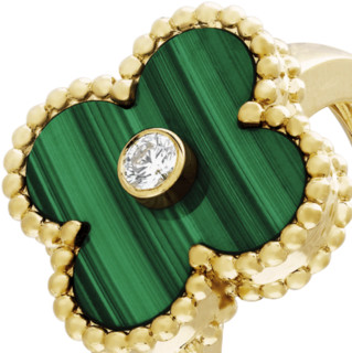 Van Cleef & Arpels 梵克雅宝 Alhambra Vintage Alhambra系列 VCARO3QM00 女士18K黄金孔雀石钻石戒指