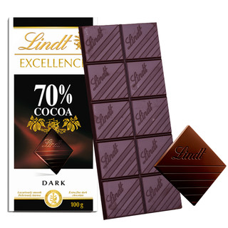 Lindt 瑞士莲 EXCELLENCE特醇 70%可可黑巧克力 100g 排块装