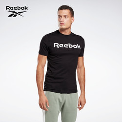 Reebok 锐步 运动健身 GS Linear Read Tee 男子基础款短袖T恤 GJ0136_黑色 A/S