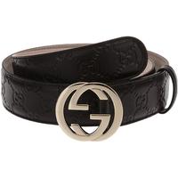 GUCCI 古驰 Signature系列 女士皮革板扣腰带 370543 CWC1G 2140 棕色 85