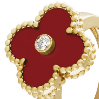 Van Cleef & Arpels 梵克雅宝 Alhambra Vintage Alhambra系列 VCARD40800 女士18K黄金红玉髓钻石戒指