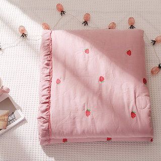 BEYOND 博洋 小草莓系列 莓果甜心 水洗刺绣夏被 粉色 150*210cm