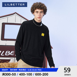 LILBETTER Lilbetter长袖t恤男秋季宽松男装半高领百搭上衣纯色打底衫内搭潮