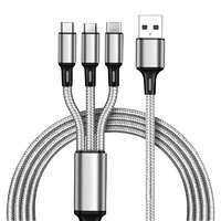 RAGAU 睿高 Lightning Micro USB Type-C 一拖三数据线 1.2m 银色