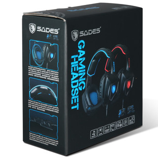 SADES 赛德斯 狼灵 耳罩式头戴式有线耳机 黑蓝 3.5mm/USB口
