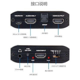 HDMI音频分离器4K60HZ扩展器光纤7.1声道输出分配器功放转换器