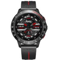 JEEP 吉普 eSIM智能手表 50mm 黑色 塑料+陶瓷 硅胶表带 黑色（游泳、防水、运动、跑步、通话）