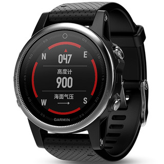 GARMIN 佳明 fenix 5S 智能手表 42mm 银色 硅胶表带 黑色（GPS、跑步、心率、跑步）