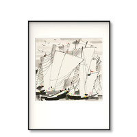 榮寶齋 吴冠中 帆 50x70cm 拉丝黑色金属框