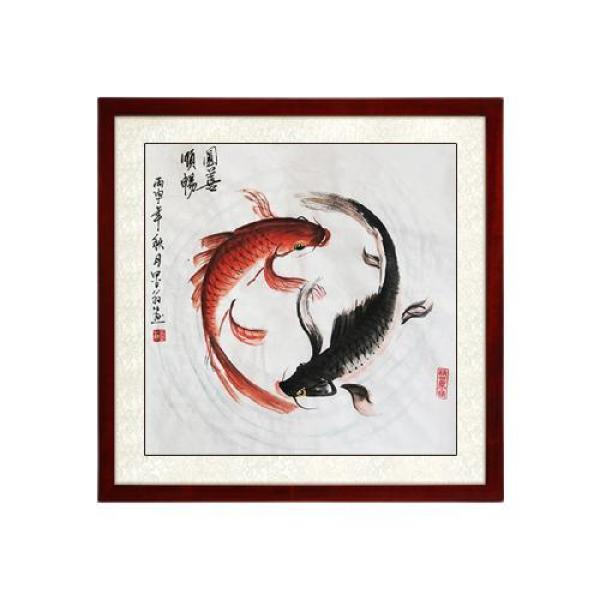 尚得堂 墨翁 圆善顺畅 65x65cm 直角棕色实木框