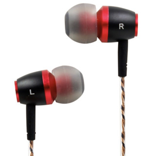 潜韵 MC09 高阻版 入耳式动圈有线耳机 红黑色 3.5mm