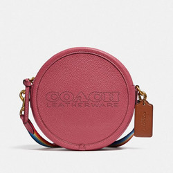 COACH 蔻驰 送女友 蔻驰（COACH） 奢侈品 女士专柜款KIA系列小号圆形手袋单肩斜挎包梅子红色牛皮革 C3427 B4U6