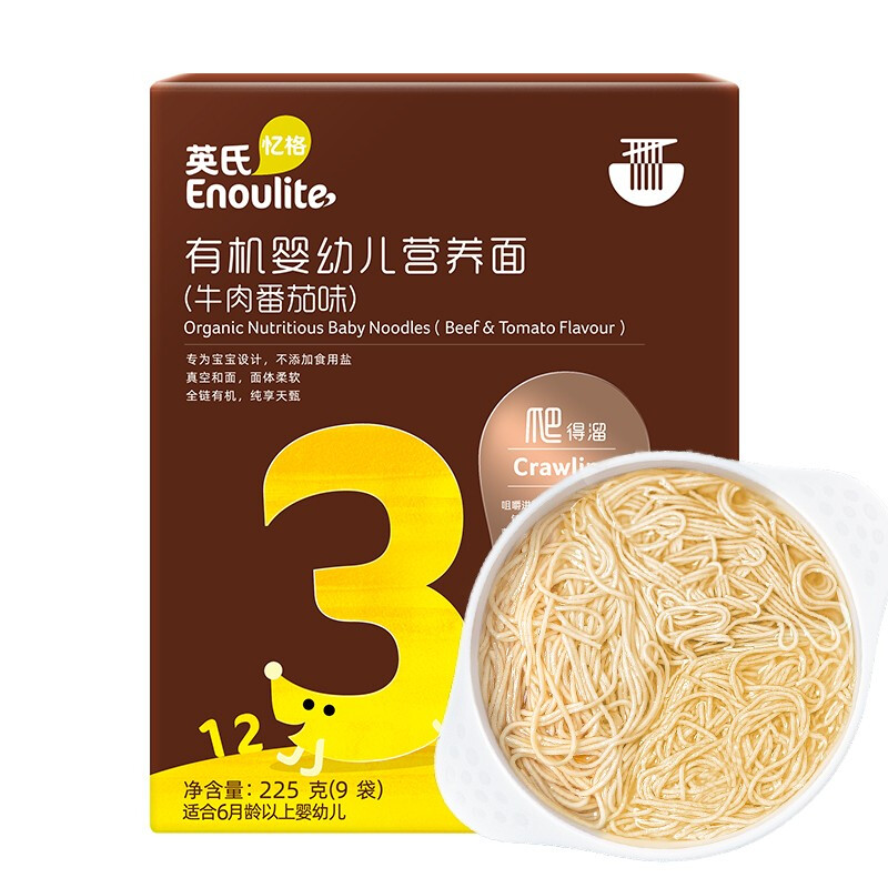 Enoulite 英氏 有机系列 婴幼儿营养面 3阶 牛肉番茄味 225g