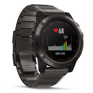 GARMIN 佳明 Fenix5x+ Plus 智能手表 51mm 黑色 黑色金属表带( GPS、心率）