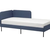 BLÅKULLEN 布洛库伦 软包床架，带转角床头板 基尼萨 中蓝 90x200 厘米