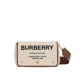 BURBERRY 博柏利 Horseferry系列 女士斜挎包 80266081 白色/棕褐色 小号
