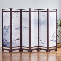 景彩 屏风隔断客厅实木框落地屏风古典折叠屏风办公室酒店折屏JC902 水墨山水