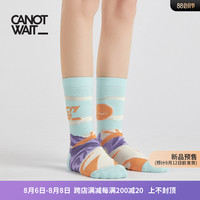 陈伟霆潮牌CANOTWAIT_ 新款夏季潮流山峰提花透气男女运动中筒长袜 00M男码