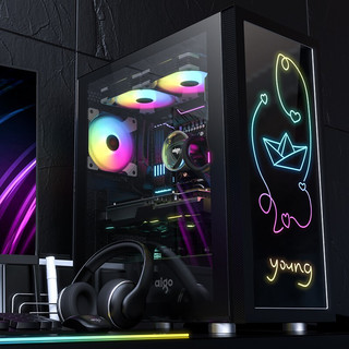 aigo 爱国者 炫影5 RGB ATX机箱 半侧透 黑色