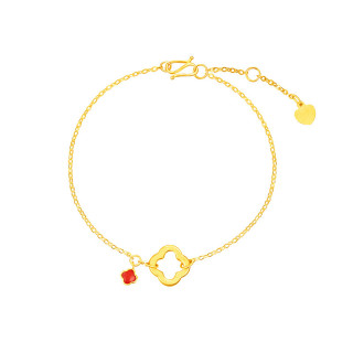 cbai 菜百首饰 9aub0466 四瓣花足金手链