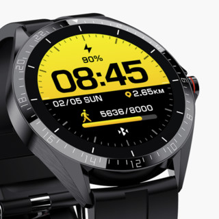 KUMI GW16T 智能手表 46mm 黑色 黑色 硅胶表带（血氧、心率、血压）
