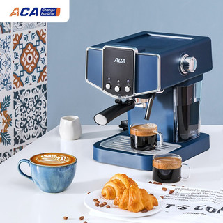 ACA 北美电器 咖啡机意式半自动家用预热商用办公室15bar电磁泵蒸汽打奶泡AC-EJ12C