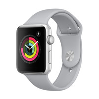 Apple 苹果 Watch Series 3 智能手表 38mm GPS款 银色铝金属表壳 云雾灰色运动型表带（心率）