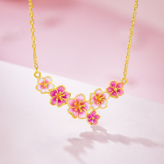 cbai 菜百首饰 桃气满满系列 9aan3348 桃花足金项链 45cm 5.35g