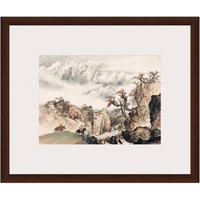 雅昌 关山月 新中式古典风景国画水墨画《祁连山麓》56×67cm 宣纸 茶褐色