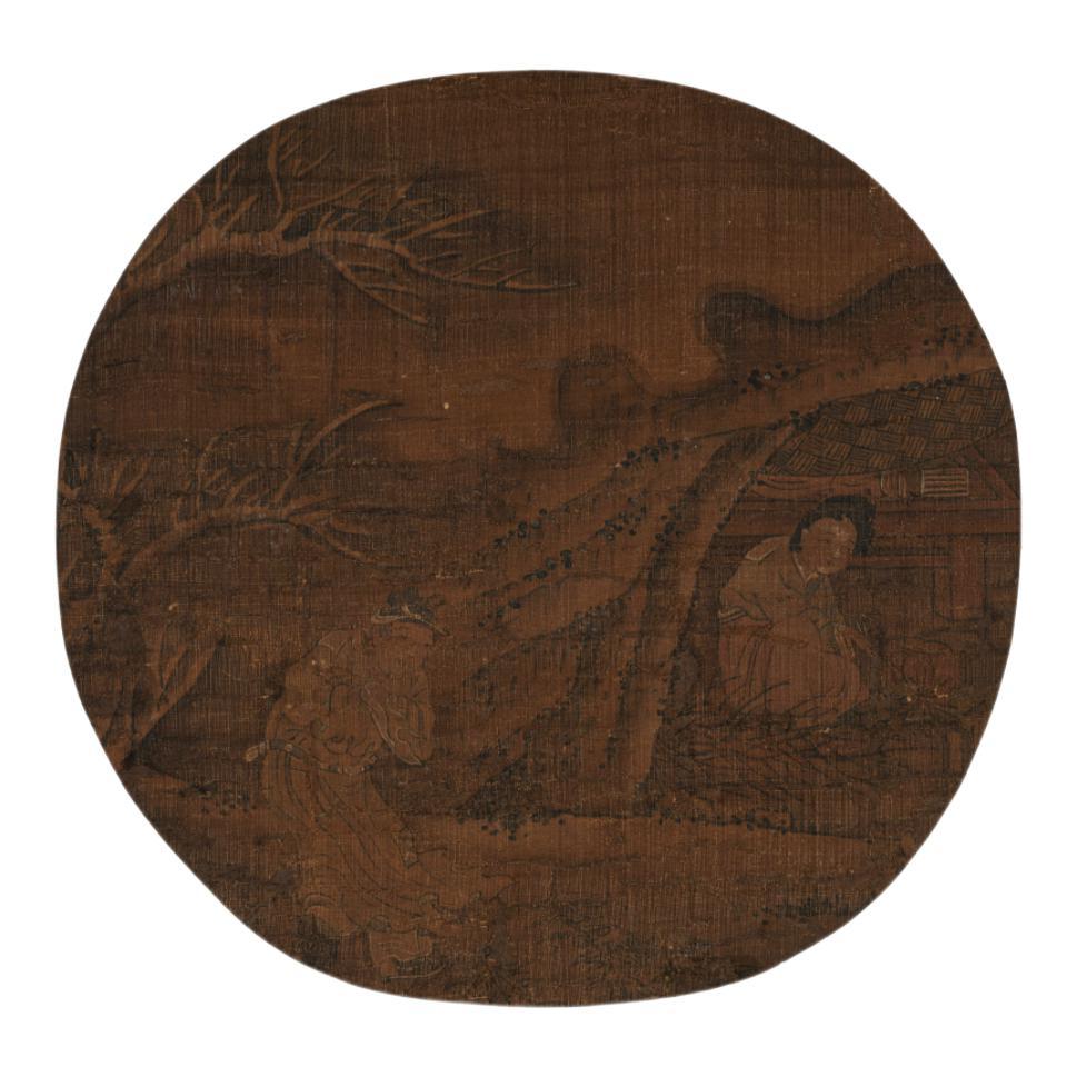 中国嘉德 佚名 烹茶图 D23cm 绢本