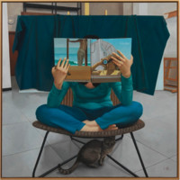 Artron 雅昌 王健签名版画《入迷系列--看科尔维尔》50×50cm 2019年 沙发背景墙装饰画挂画