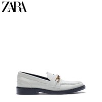 ZARA [折扣季] 女鞋 白色金色链条复古经典乐福鞋 11513710001