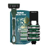 YINGJILI 英吉利 净速5层刀片手动剃须刀礼盒装 国潮醒狮款 1金属刀架+3刀头+挂钩