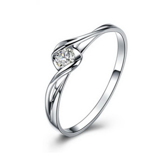 ZOCAI 佐卡伊 邂逅系列 Q00069 女士圆形18K白金钻石戒指 18分 SI F-G