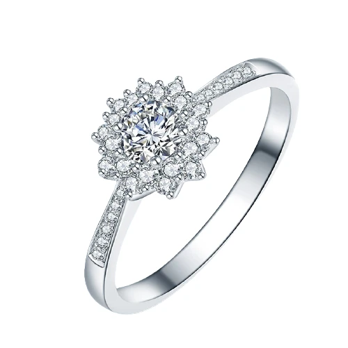 ZOCAI 佐卡伊 花火系列 W80197T 女士花朵18K白金钻石戒指