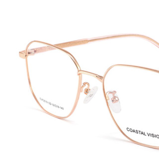 Coastal Vision 镜宴&essilor 依视路 CVF2019 GD 粉金色钛金属眼镜框+钻晶A3系列 1.60折射率 非球面镜片 2片装