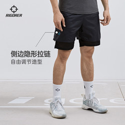 RIGORER 准者 2021新款梭织运动短裤男假两件篮球跑步训练透气轻薄网眼短裤