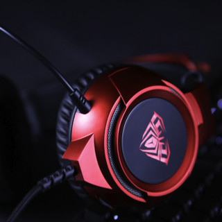 AULA 狼蛛 G91 耳罩式头戴式有线耳机 红色 USB口