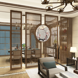 中式进门入户玄关木质装饰屏风隔断客厅家用新中式实木卧室遮挡墙