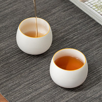 苏氏陶瓷（SUSHI CERAMICS）主人杯汝瓷功夫茶杯开片可养陶瓷个人杯罗汉杯2个装