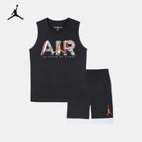 NIKE 耐克 Nike Air Jordan）童装儿童背心套装夏季透气男女童运动背心五分裤JD2022089正黑色90（2T）