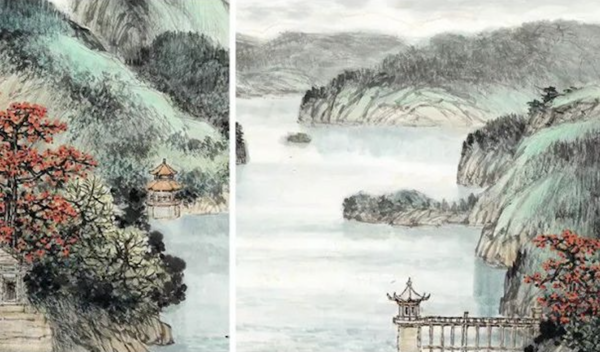 橙舍 黄树文《湖光潋滟》80x160cm 宣纸 2018年 山水画国画