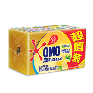 OMO 奥妙 99超效洗衣皂 206g*2块 清新柠檬