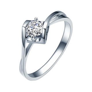 ZOCAI 佐卡伊 铭刻之吻系列 W80105T 女士心形18K白金钻石戒指 20分 SI F-G