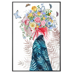 北欧装饰画 Rom Sun 罗尚北欧风格装饰画抽象人物女rom Sun 罗尚孩卧室墙画艺术插画少女 遇见 50cmx80cm 油画布摩登黑 金属拉丝画框 多少钱 什么值得买