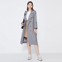 Vero Moda气质通勤格纹风衣外套女 XS E90花岗石灰色加花色