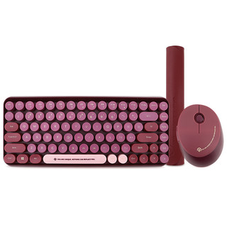 RANTOPAD 镭拓 Rantopad）RF100 无线键盘鼠标套装 办公键鼠套装 便携 仿古圆点键盘 鼠标 鼠标垫套装 紫色